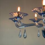 Blue murano glass venetian chandelier, 8 light arms