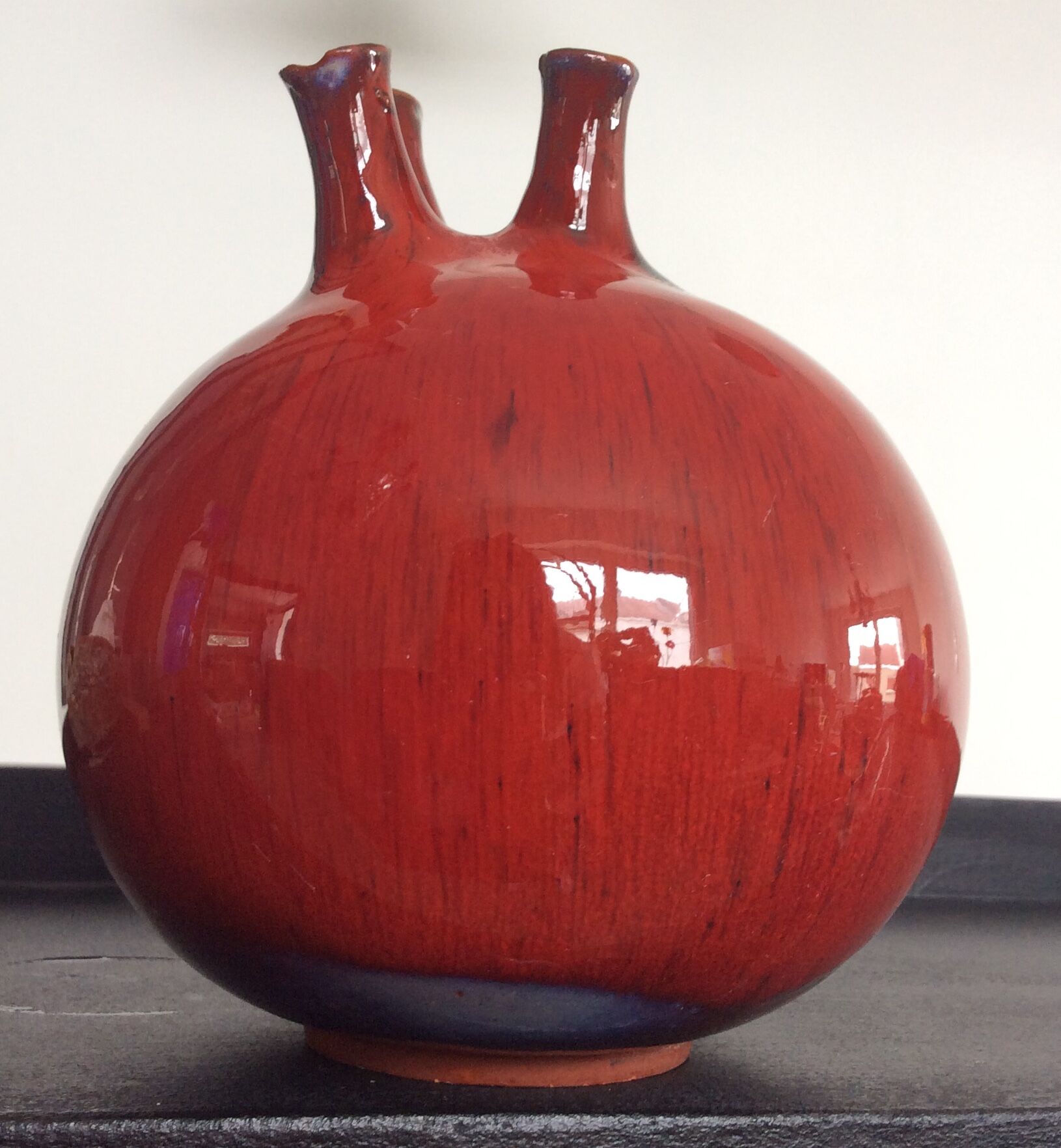 Vintage ball vase in enamelled ceramic