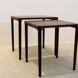 Danish set dark Oak Nesting Tables by E. W. Bach for Møbelfabrikken Toften, 1960s