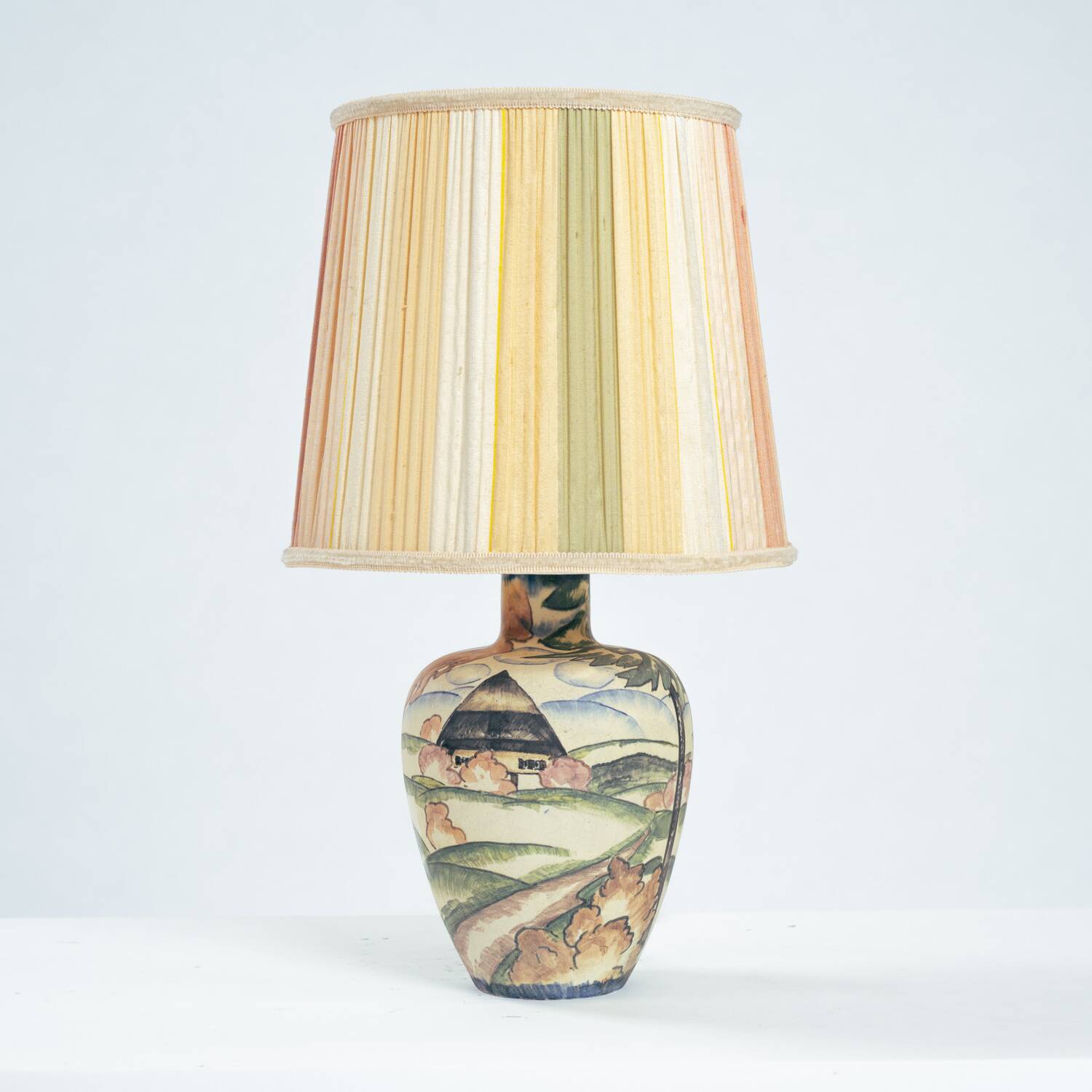 Handpainted porcelain Art Nouveau table lamp by Großherzoglichen Keramik-Manufaktur Darmstadt, 1930