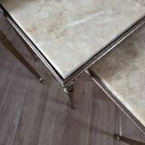 Nested tables in brass and marble, 1950.