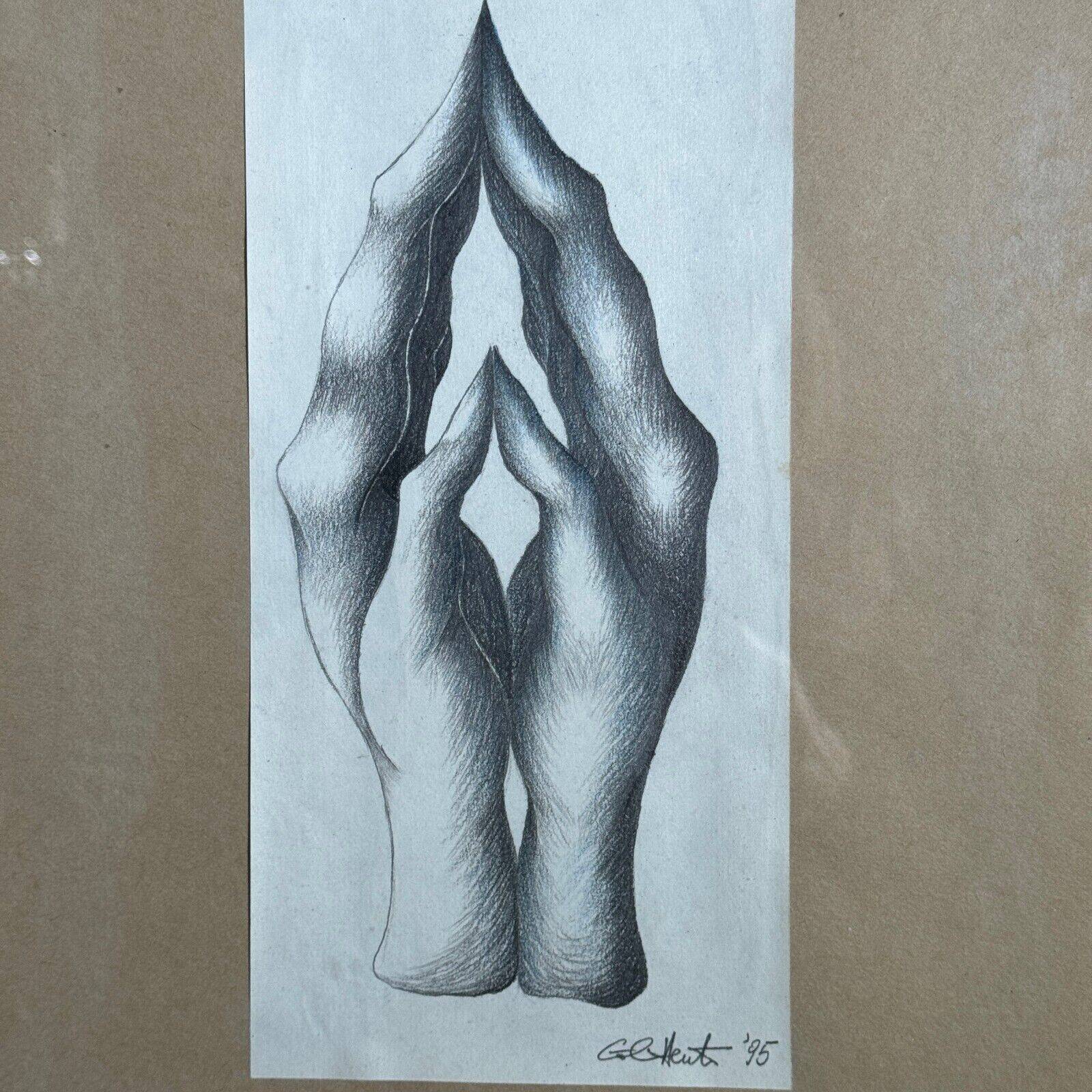 Drawing of hands by Calin Hentea 20th century