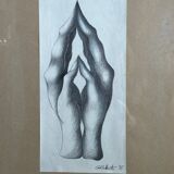 Dessin représentant des mains par Calin Hentea XXe