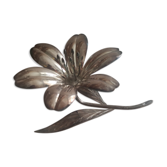 Cendrier fleur métal argenté vintage