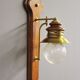 Vintage wall lamp in Murano glass, wood and brass, 1970