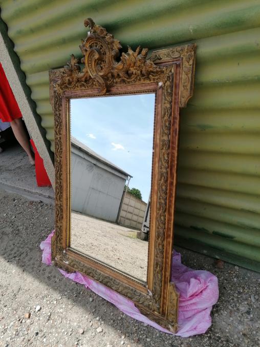 Large old louis XVI style mirror / golden stucco 73x97cm
