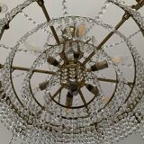 Old cascade chandelier with crystal pendants 19 lights