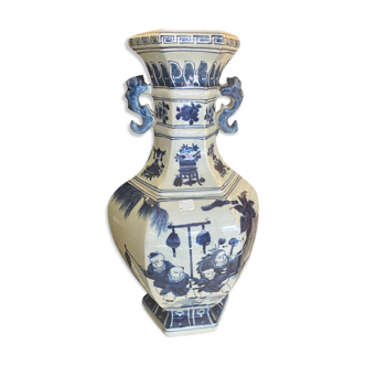 Vase chinois bleu