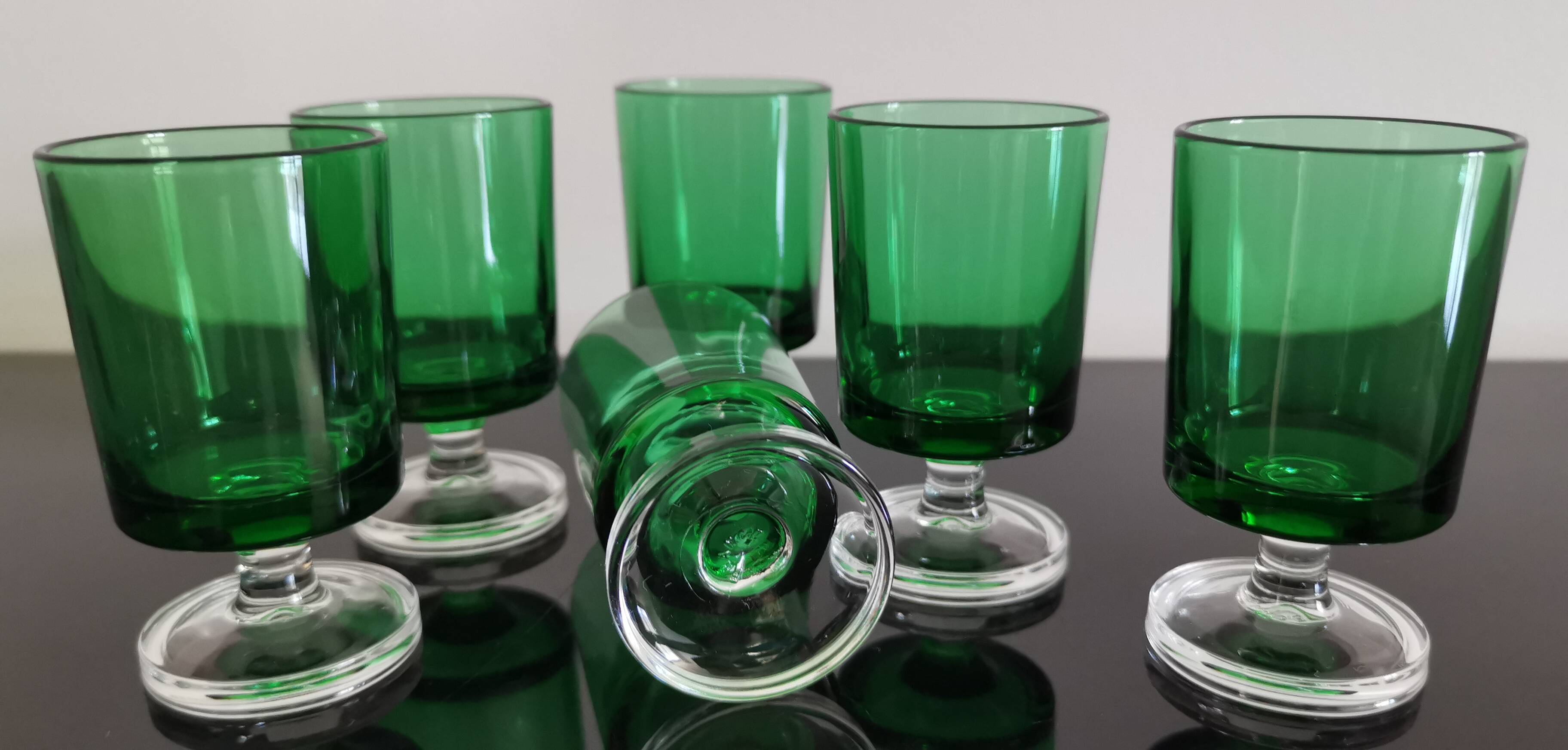6 verres apéritif Luminarc Cavalier couleur vert bouteille