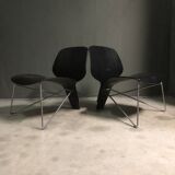 Chaise longue en contreplaqué courbé et en métal