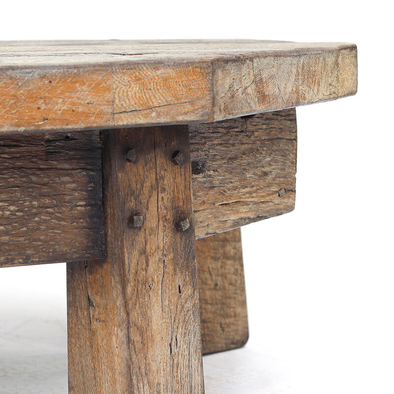 Large Weathered Wabi Sabi Brutalist Vintage Oak Coffee Table
