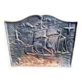 Plaque ancienne en fonte à décor maritime, XXème siècle