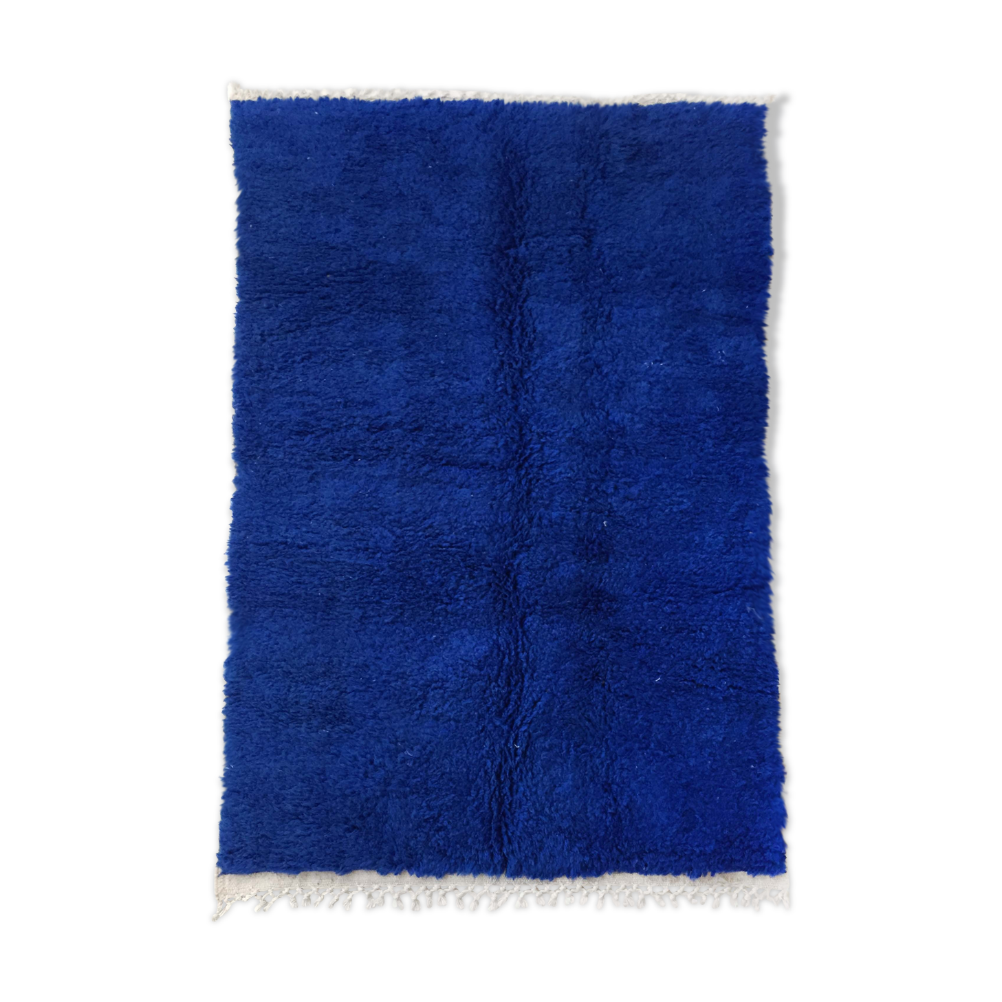 Moroccan Berber carpet beni ouarain uni blue majorelle 242x148cm