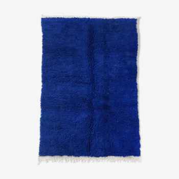 Moroccan Berber carpet beni ouarain uni blue majorelle 242x148cm