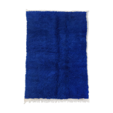 Moroccan Berber carpet beni ouarain uni blue majorelle 242x148cm