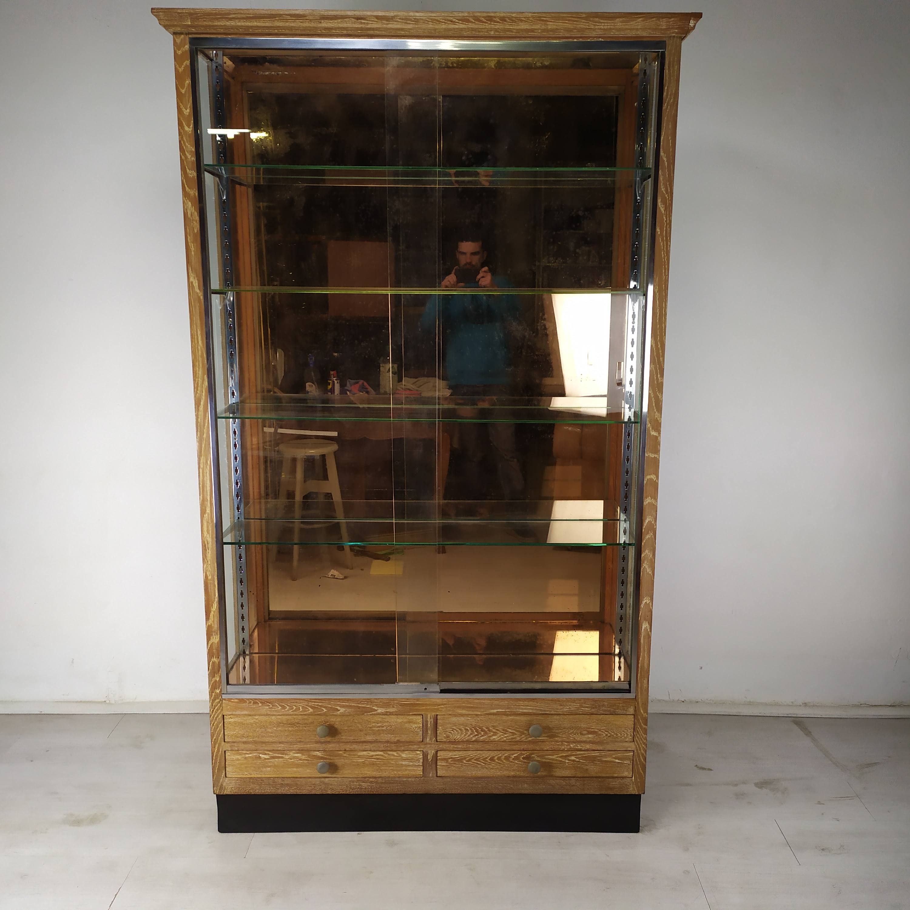 Art deco showcase cerused oak