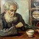 Roux Abougit: Oil on canvas painting circa 1920-1930 the old man