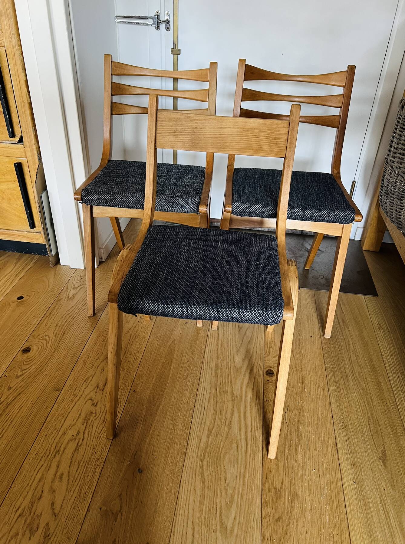 (Lot) 3 Compass Leg Chairs 1960s Scandinavian