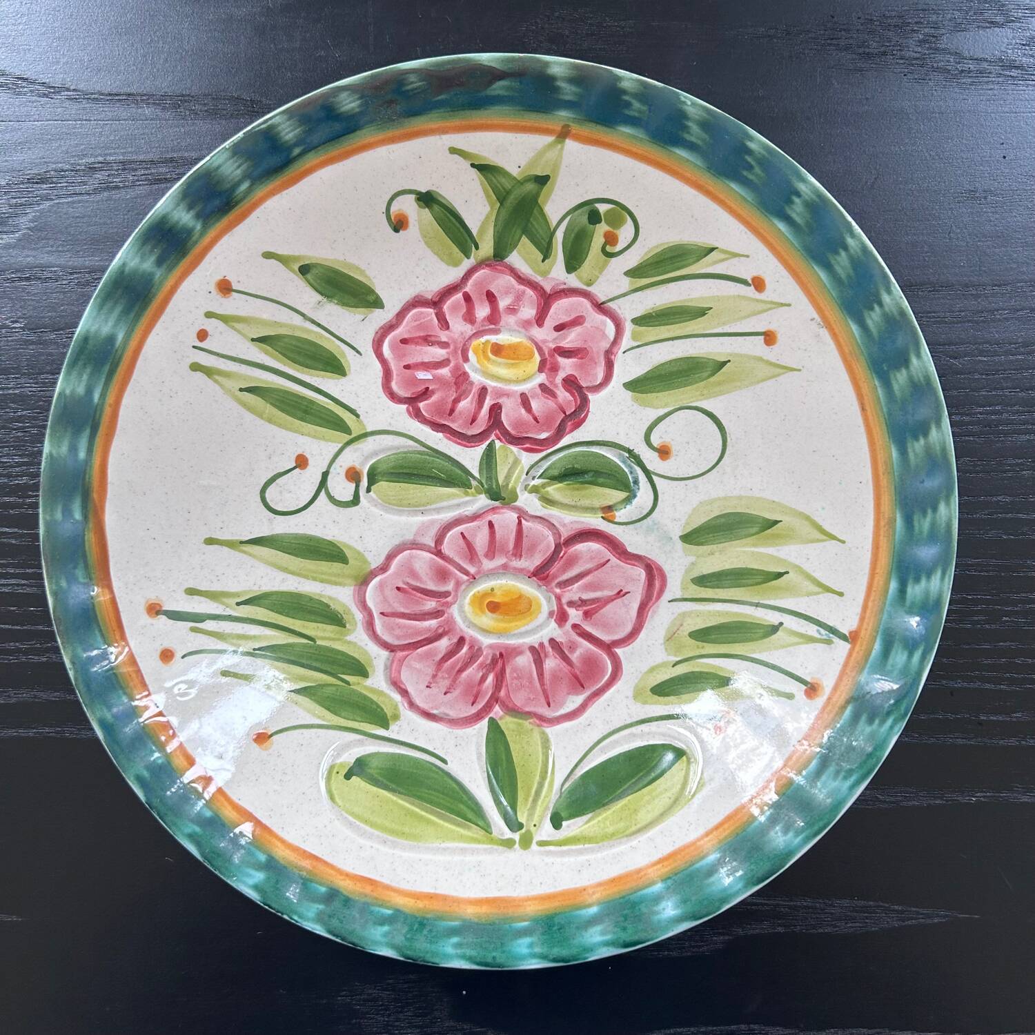 Italian dish with floral decoration