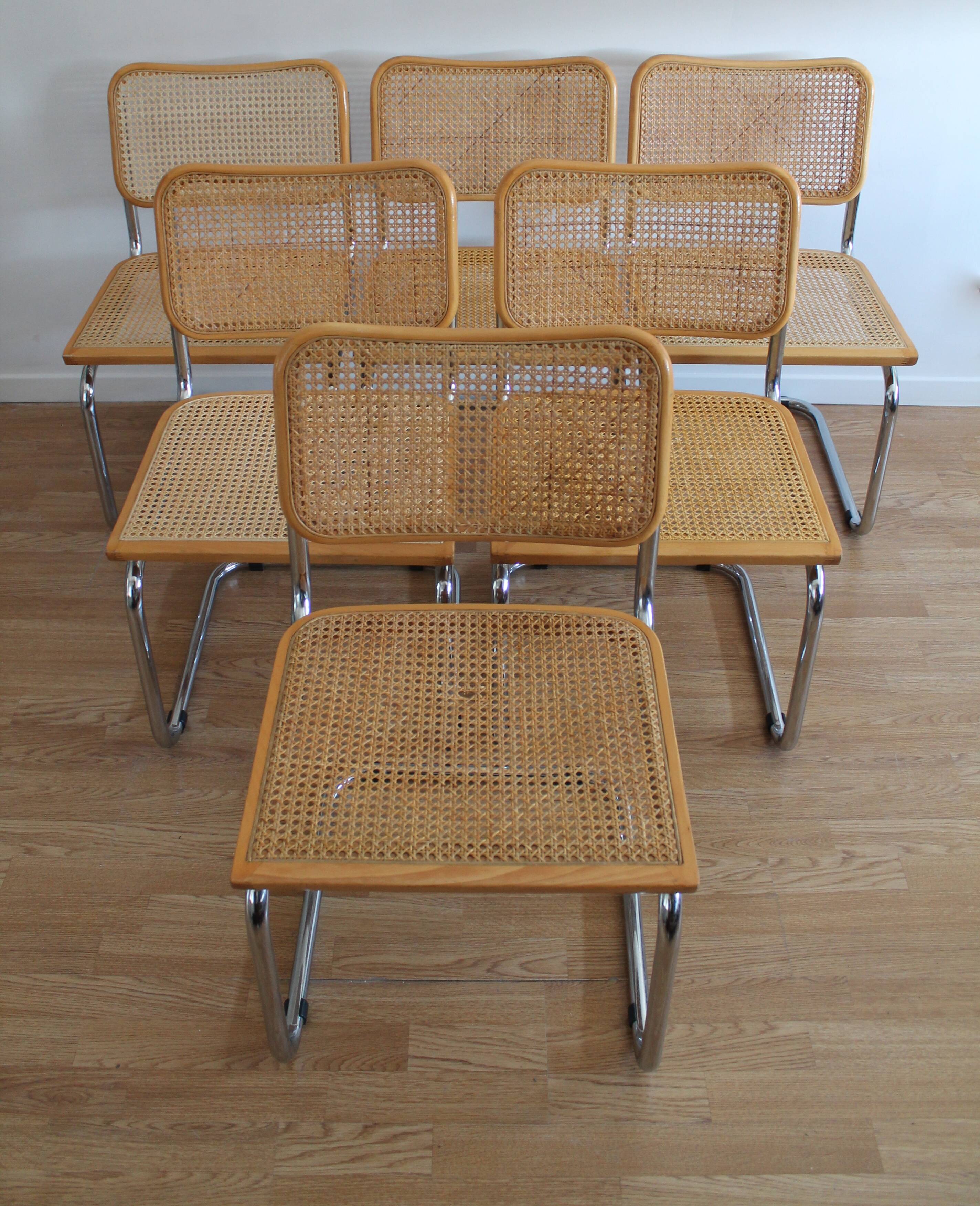 Lot de 6 chaises Cesca B32 par Marcel Breuer