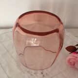 Rounded vase salmon pink glass - vintage
