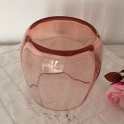 Vase arrondi verre rose saumon - vintage