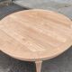 Round extendable dining table stripped in cherry wood Louis XVI René Trotel 1