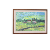 Swedish Oil on Canvas – “Houses” by Kersti Flyckt – Vintage & Framed