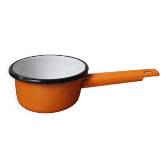 Casserole orange vintage tole metal émaillé