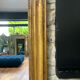 Fireplace mirror with pediment and pearl 178.5/151cm gold leaf, mercury