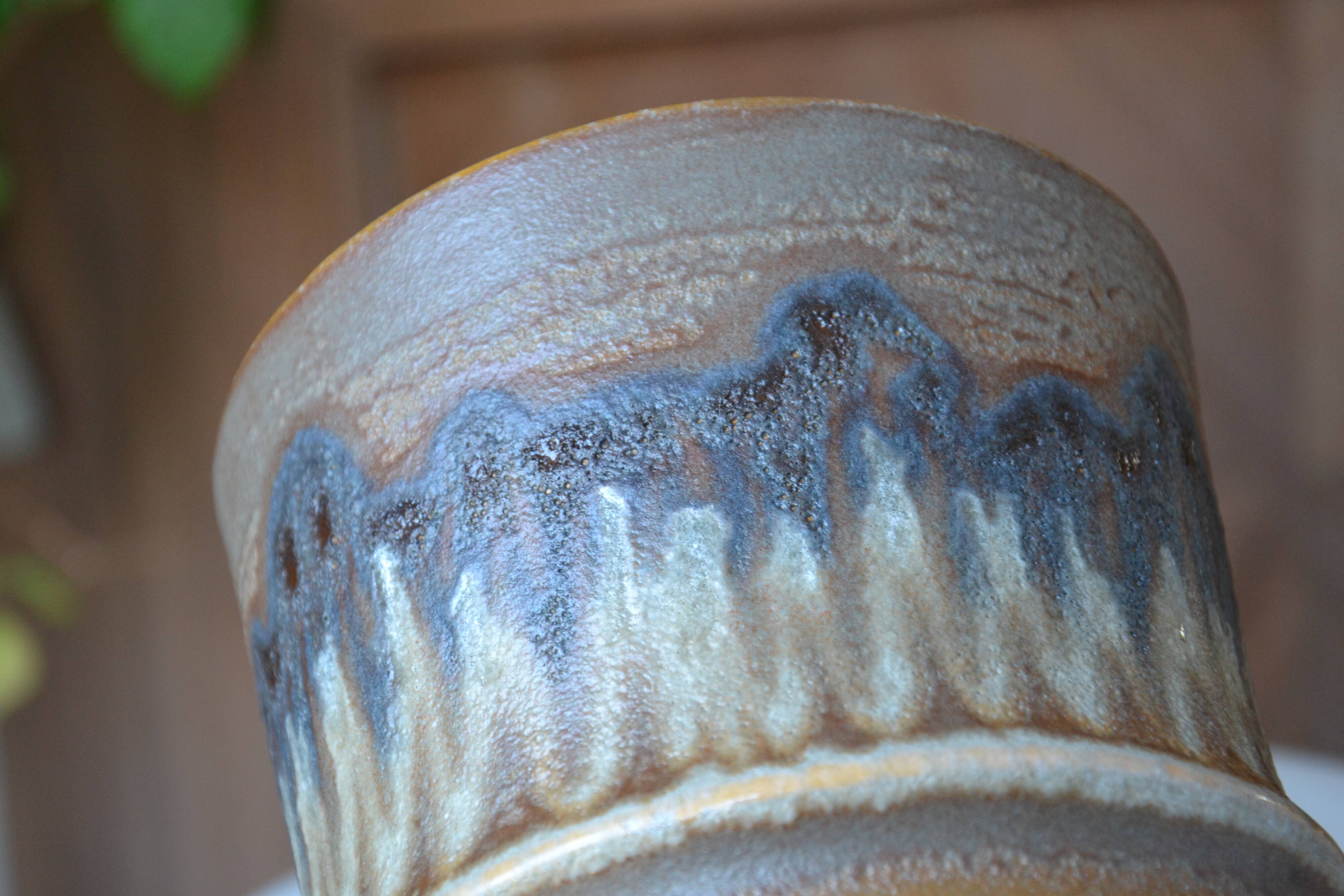 Original vintage flamed stoneware vase