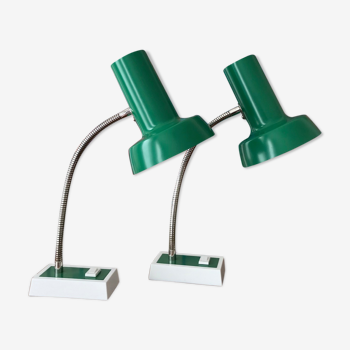 Vintage pair of green table lamps made by SIS Germany  - ca. 1970s