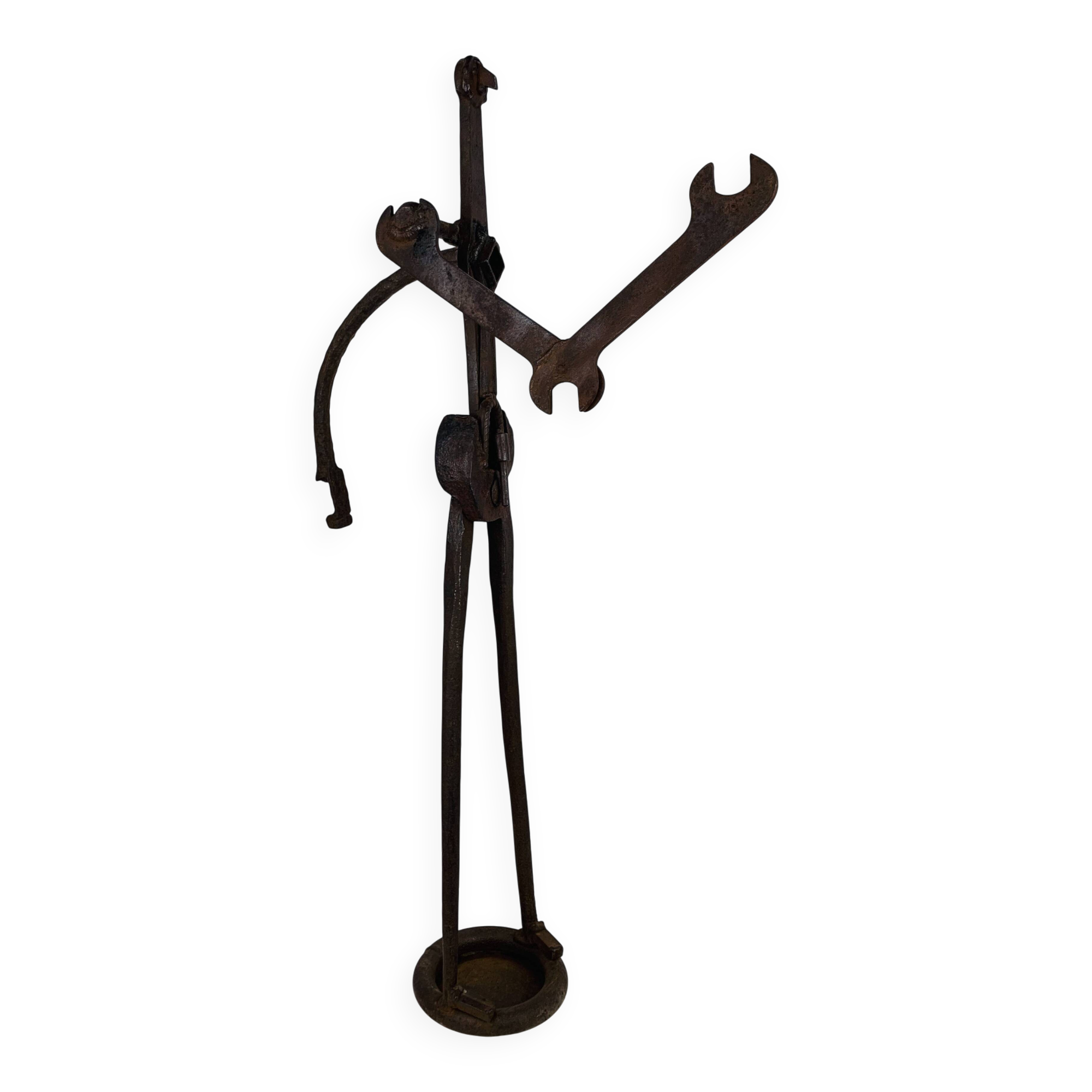 Brutalist sculpture in wrought iron, folk art