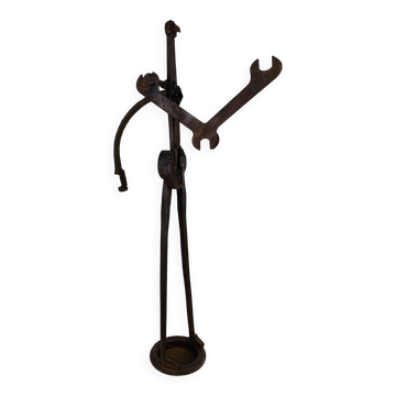 Brutalist sculpture in wrought iron, folk art
