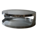 Italian round coffee table in chromed metal & smoked glass, 1970s design