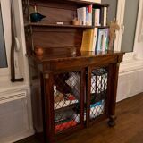 Antique wooden sideboard with shelves and mesh doors – 19th century style
