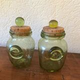 Set of 2 Biot jars with cork stoppers