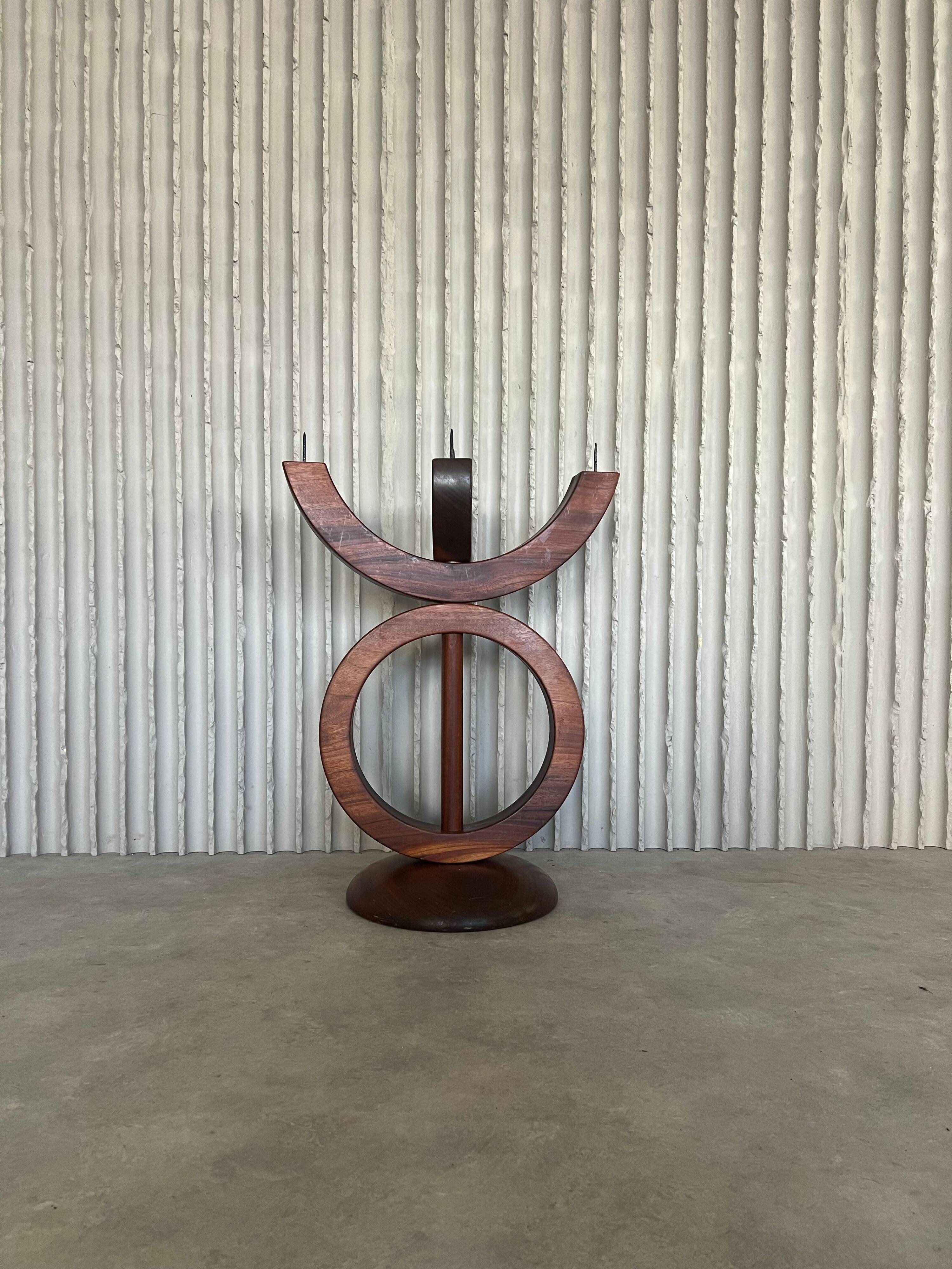 Funky XXL rosewood candle holder