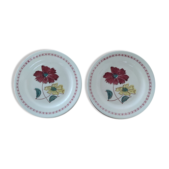 2 small ADP dessert plates with red floral decoration