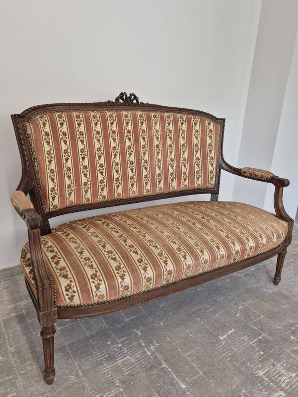 Banquette canapé style Louis XVI deux places époque 1900s