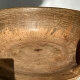 Quadripod chair with round seat and small back in natural monoxyl mango wood