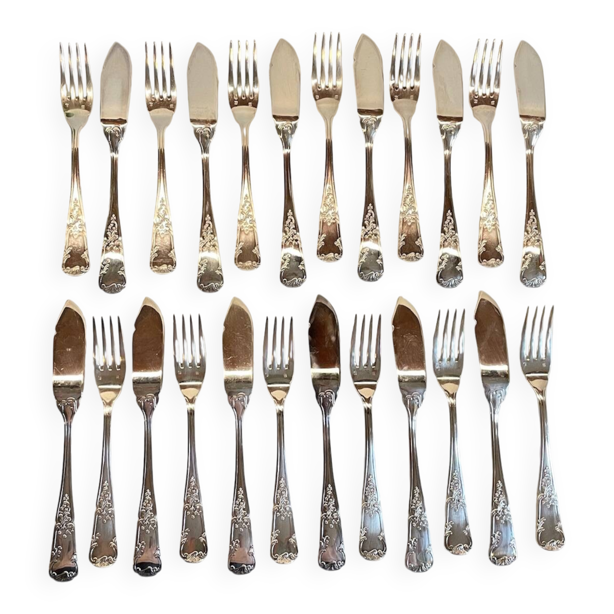 PLATIL 12 Couverts à Poisson  Métal Argenté