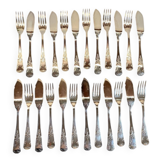 PLATIL 12 Couverts à Poisson  Métal Argenté