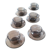 6 cups and saucers in Arcoroc BP glass