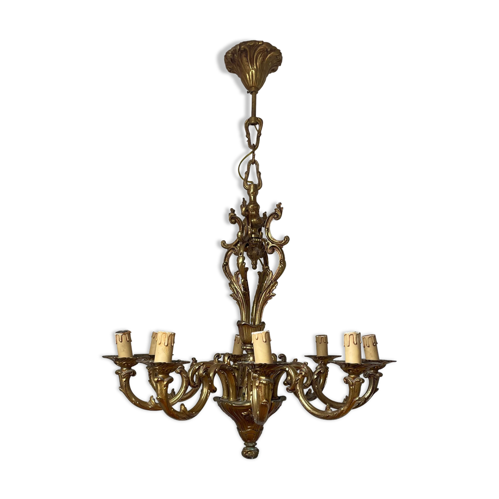 Lustre en bronze doré de style Rocaille Louis XV | Selency