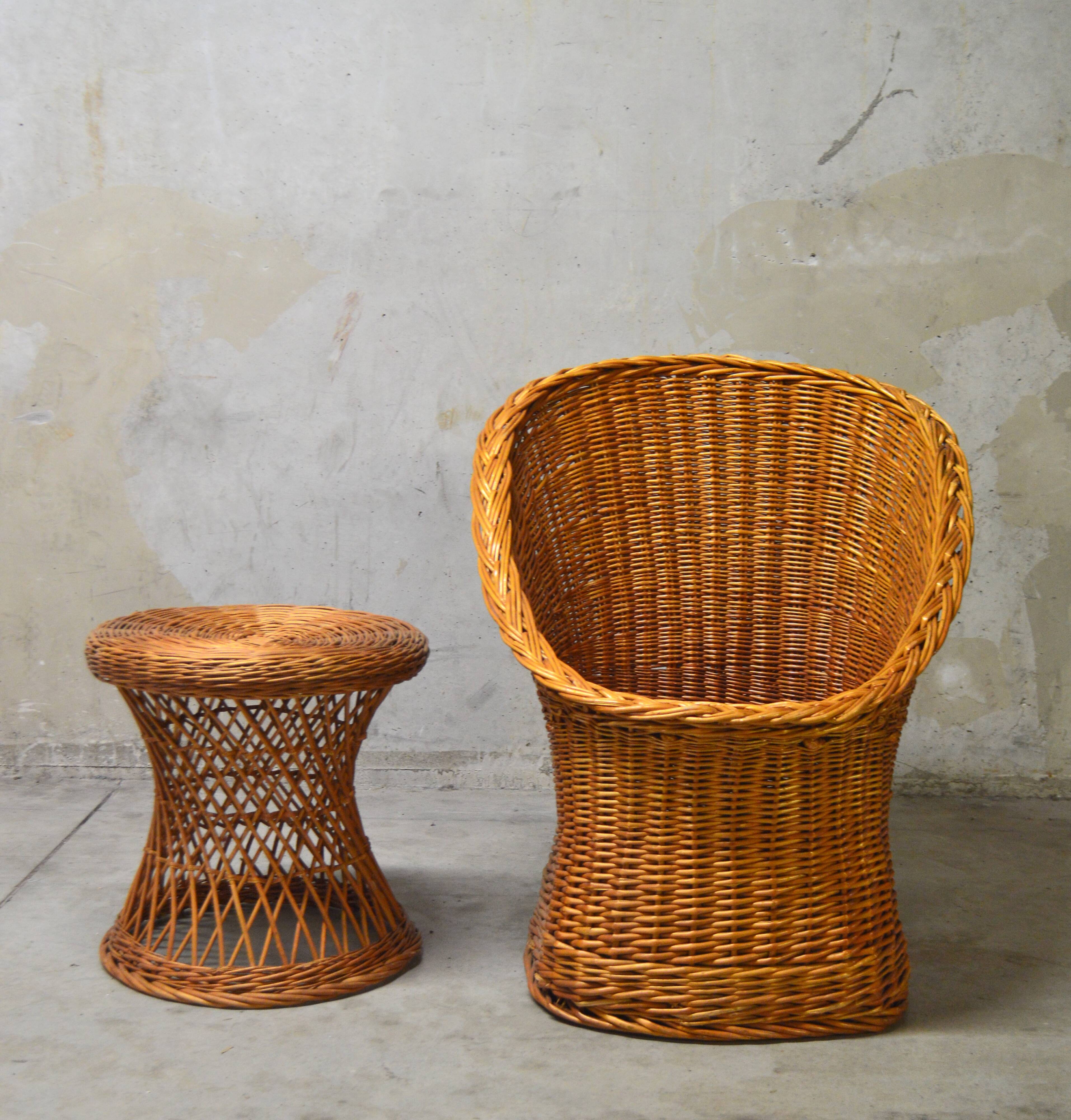 Vintage rattan armchair from the 60s/70s design