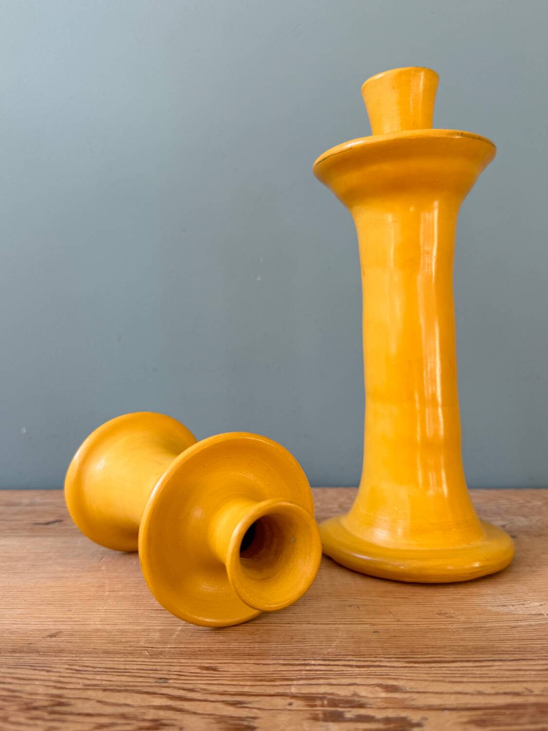 Two yellow ocher Tamegroute candle holders