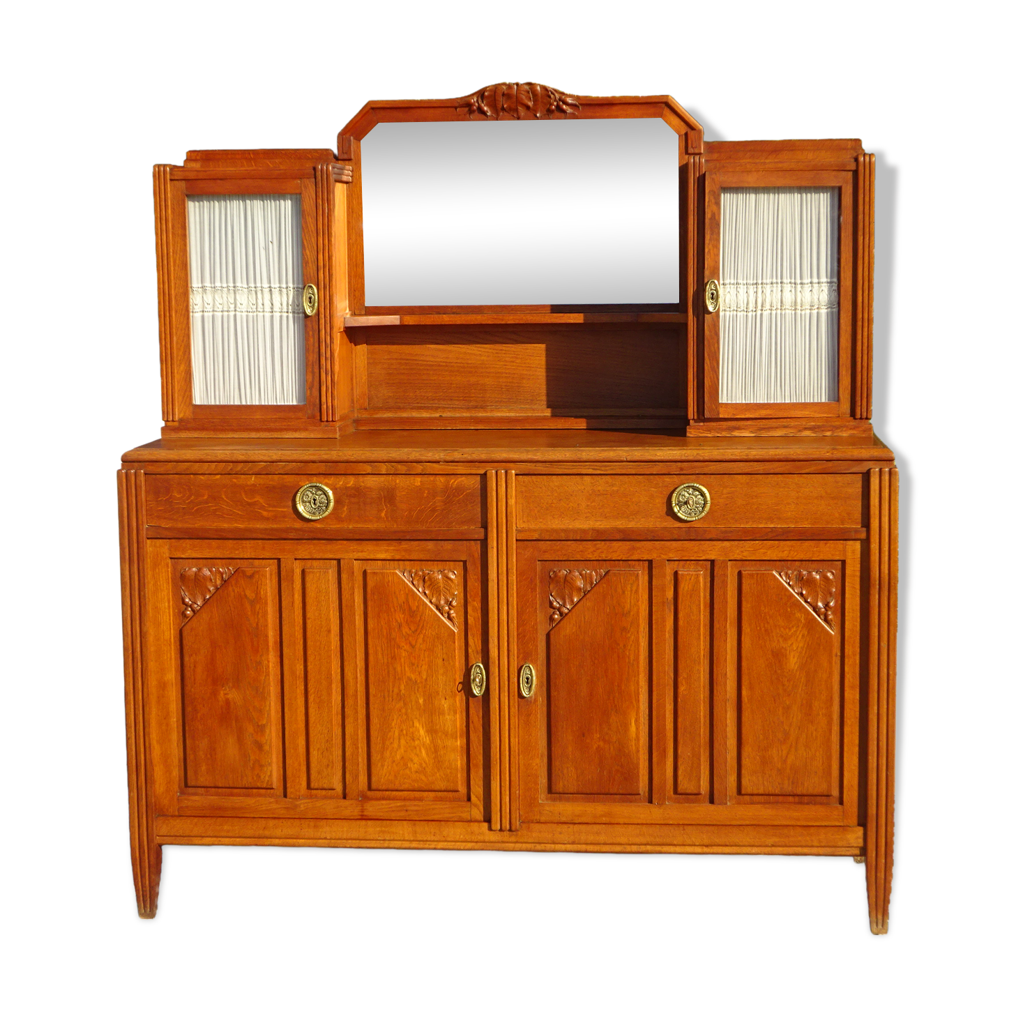 Buffet Art Déco avec guérites et miroir