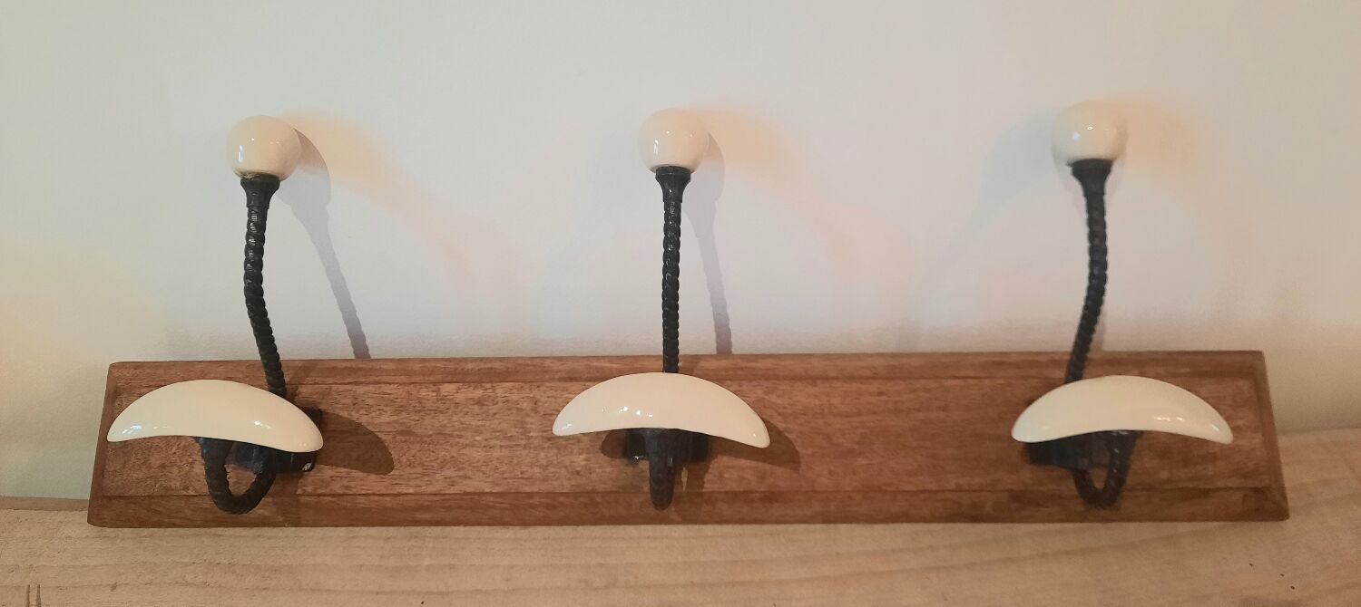 Vintage hook wood porcelain