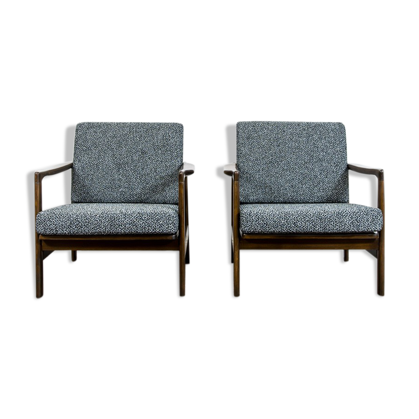 Pair of Restored Black B-7522 armchairs by Zenon Bączyk, 1960’s